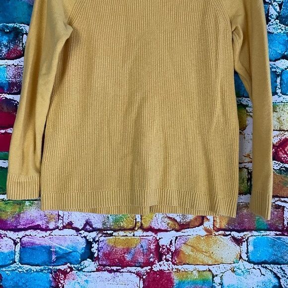 Talbots Yellow Ribbed Crew Neck Sweater Size Small Petite SP - Picture 5 of 10